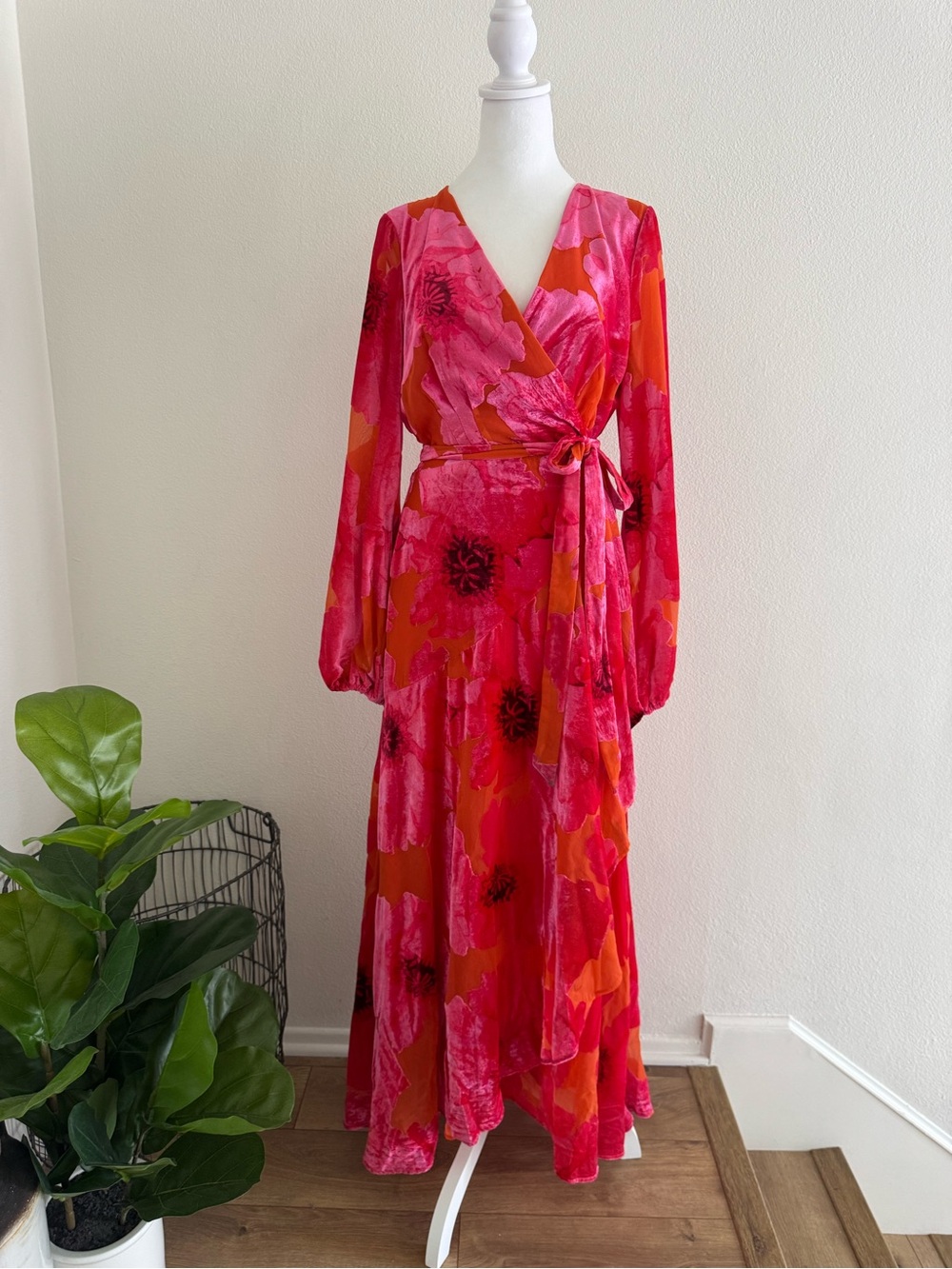 Hutch Pink & Orange Floral Wrap Maxi Dress